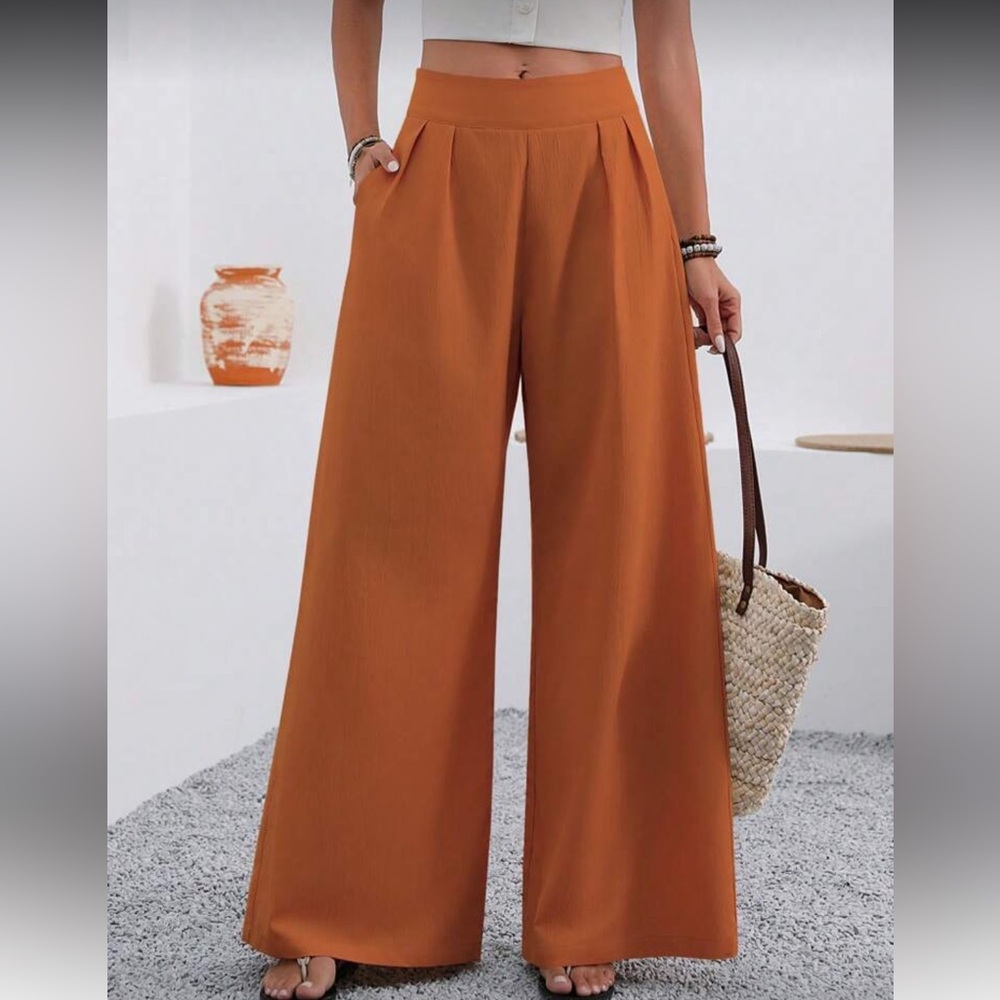 Women's Orange Wide-Leg Pants